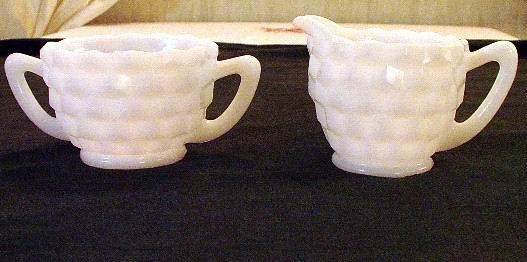 Milk Glass Cream and Sugar Believed Jeanette Cube