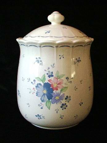 Cookie Jar Japan Blue Floral on White