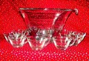 Punch Bowl Set with Cups and Glass Ladle