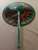 Chinese Folding Fan with Green Aluminum Handle