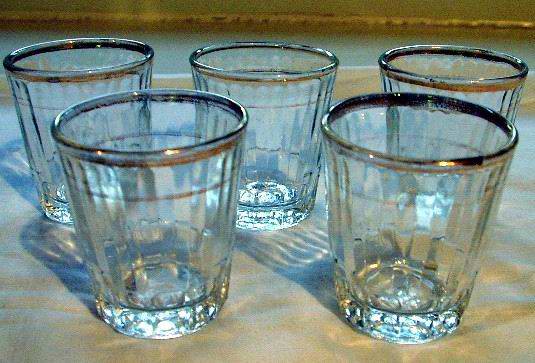 Federal Shotglasses Ribbed with Gold Trim