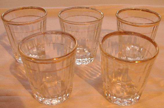 Federal Shotglasses Ribbed with Gold Trim