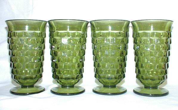Whitehall by Colony Green Iced Tea Footed Tumblers