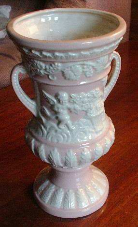 Pink Vase with White Cherubs Made in Japan