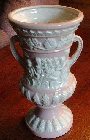 Pink Vase with White Cherubs Made in Japan