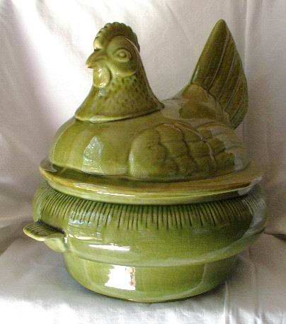 California Pottery Hen on Green Nest Cookie Jar