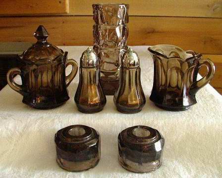 Fostoria Glacier and Virginia Brown 7 Pieces