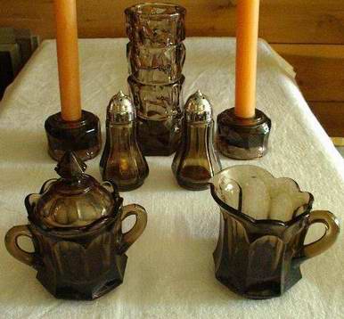 Fostoria Glacier and Virginia Brown 7 Pieces
