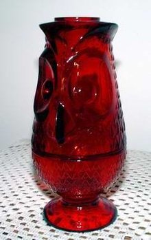 Owl Red Glass Fairy Light