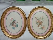 Vintage Home Interior Bird Pictures Oval Frames
