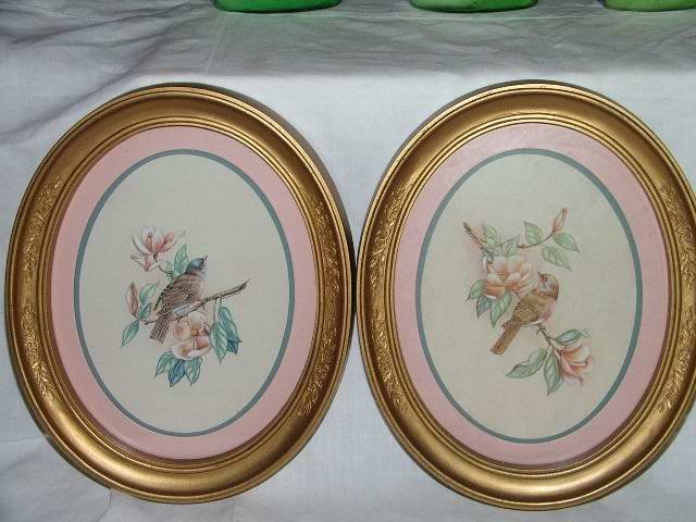 Vintage Home Interior Bird Pictures Oval Frames