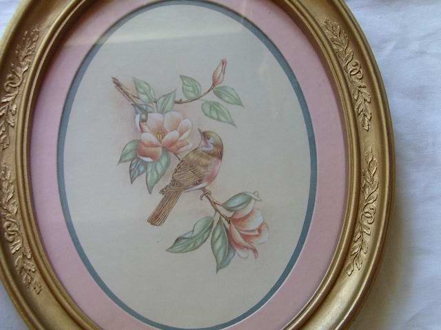 Vintage Home Interior Bird Pictures Oval Frames