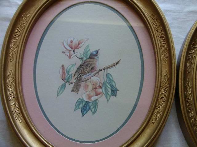 Vintage Home Interior Bird Pictures Oval Frames