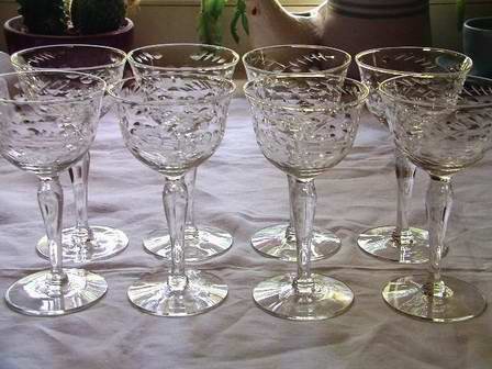 Etched Blown Stems Set of 8 Libbey