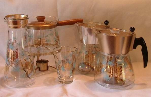 Vintage Libbey with Pine Cones Gold and