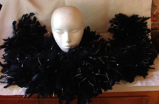 Feather Boa Full Length Black with Silver