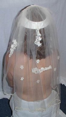 Vintage Wedding Veil Satin And Lace