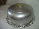 Vintage Aluminum Covered Cake Plate With Bakelite Handle