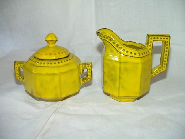 Vintage Yellow Sugar And Creamer Set