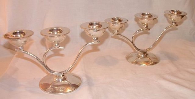 Pair Silverplate 3 Light Candlesticks