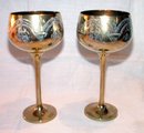 Electroplated Etched Goblets Pair