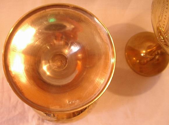 Electroplated Etched Goblets Pair