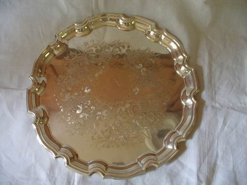 Crafton Etched Silverplate Tray England