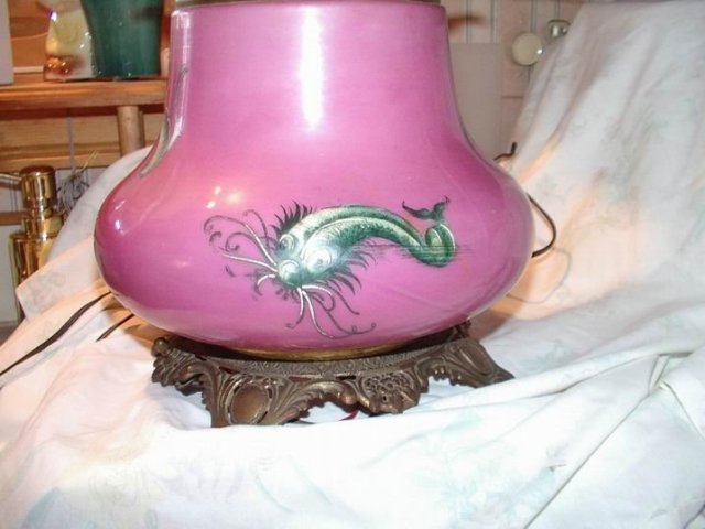 Gone With The Wind Style Lamp Pink with Bird