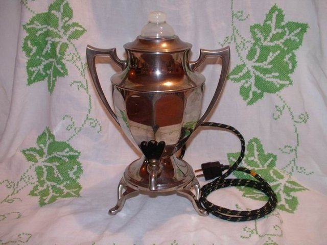 Coffee Pot Samovar Nickel Plate with Milk Glass