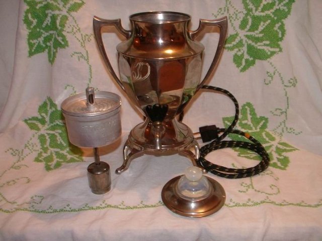 Coffee Pot Samovar Nickel Plate with Milk Glass