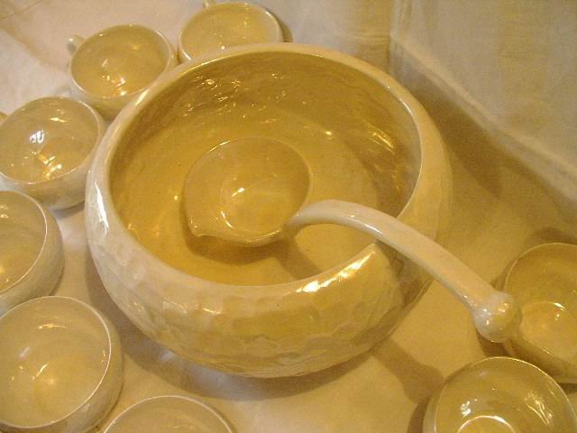 Punch Bowl and Cups with Ladle Mid-Century