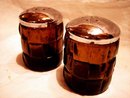 Brown Glass Salt and Pepper Basket Weave Design