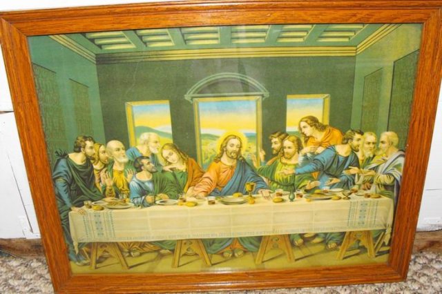 The Lord's Supper Old Framed Picture
