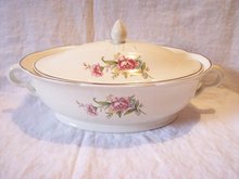 Vintage Covered Serving Dish Wild Rose