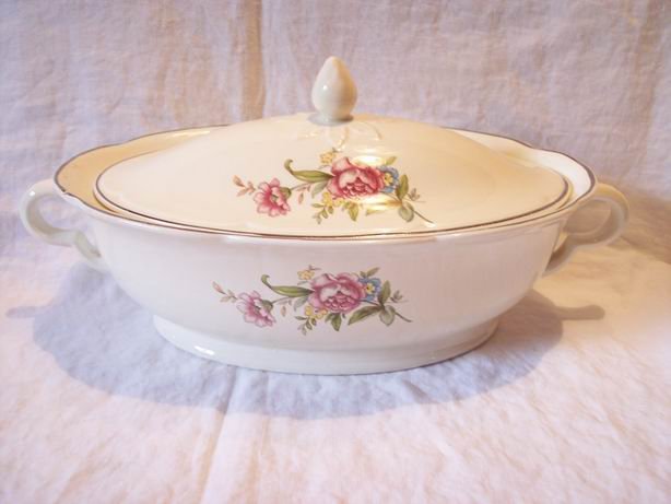 Vintage Covered Serving Dish Wild Rose
