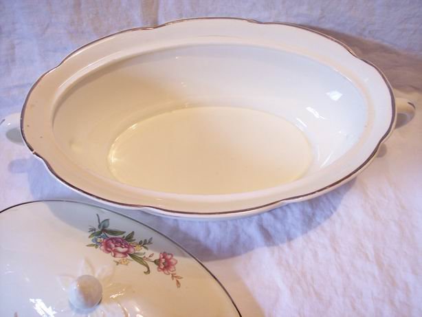 Vintage Covered Serving Dish Wild Rose