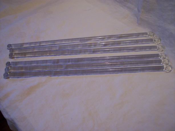 Glass Stir Sticks Set of Six 12 Inches Long