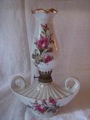 Moss Rose Japan Oil Lamp 10 3/4 Inches Tall