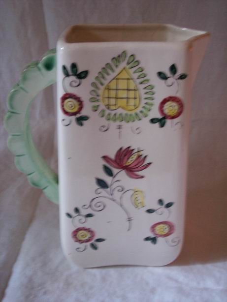 Handpainted Pitcher Roosters Not Marked