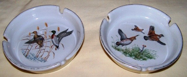 Ashtrays Mallard Ducks and Quail with English Setter