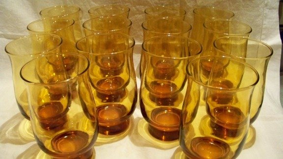 Libbey Tulip in Amber 14 Pieces 14 Ounce Size