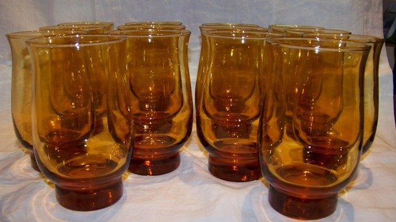 Libbey Tulip in Amber 14 Pieces 14 Ounce Size