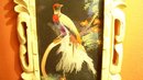 Vintage Mexican Feather Painting Birds Trees Flowers