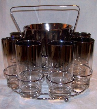 Lusterware Bar Set Ice Bucket and 8 Glasses