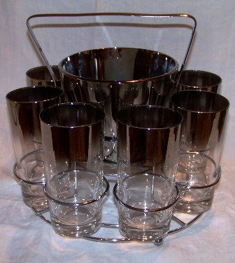 Lusterware Bar Set Ice Bucket and 8 Glasses