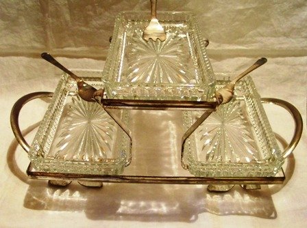 Relish Server Silver Plate and Crystal