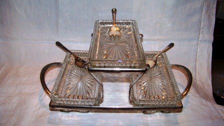 Relish Server Silver Plate and Crystal