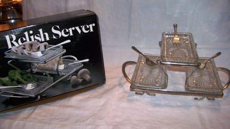 Relish Server Silver Plate and Crystal