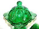Green Covered Compote and Five Bowls