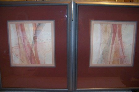 Pair Original Collages Watercolor Ricepaper